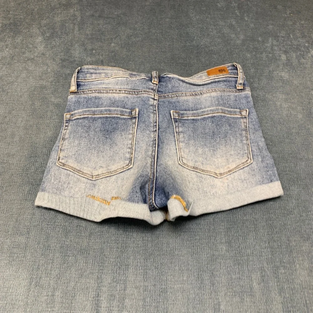 RSQ High Rise Cuffed Hem Shorts Womens 25 Blue Denim Cotton Stretch Zip Fly